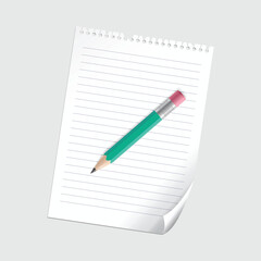 White sheet of paper with a realistic pencil, sheet of paper for your records