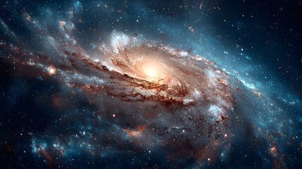 Obraz premium A magnificent spiral galaxy twirls in the vast expanse of deep space, filled with countless twinkling stars and cosmic dust.