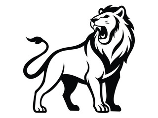 Black and White Lion Head Tattoo Set   Front and Side Silhouettes for Mascot or Ink Design