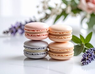 Macarons franceses de colores pastel