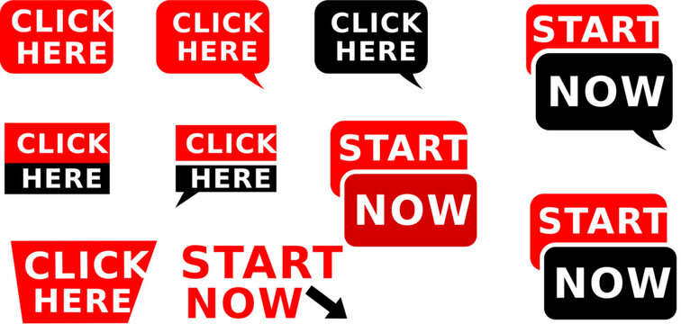 Click & Start Button Collection – Bold Call-to-Action Graphics for Web & UI Design - Powered by Adobe