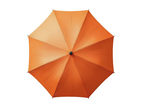 Orange Umbrella Top View Isolated on White Background