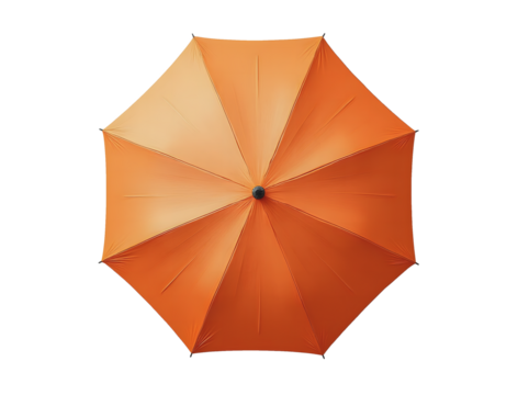 Orange Umbrella Top View Isolated on White Background