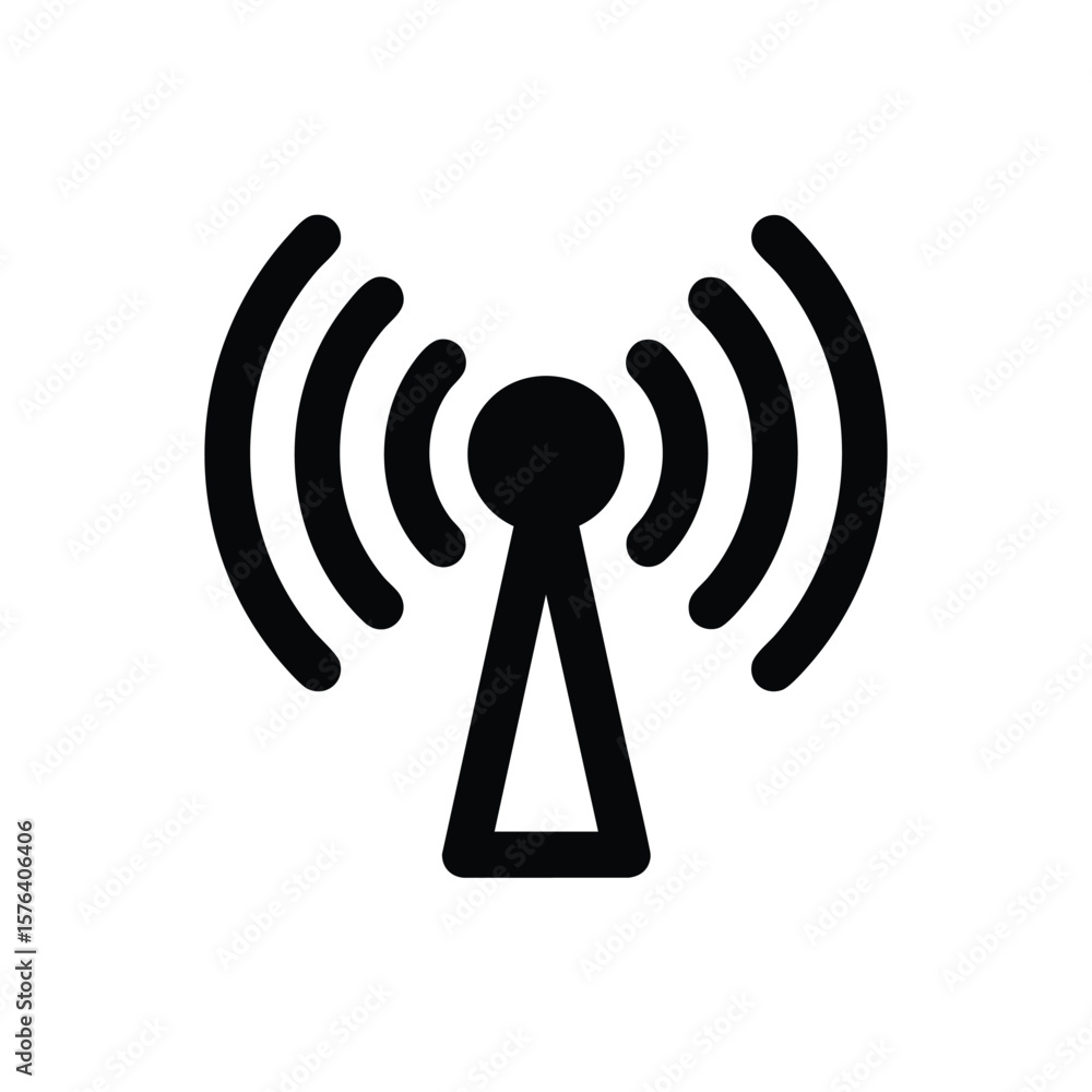 Aufkleber wireless signal broadcast icon. this black symbol depicts an active radio wave transmitter, represen