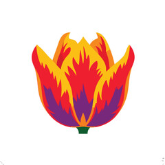 Vibrant Fiery Flower Art. This lively digital graphic showcases an intense botanical bloom with warm crimson and golden hues, suggesting dynamic energy and passionate growth. A truly captivating.