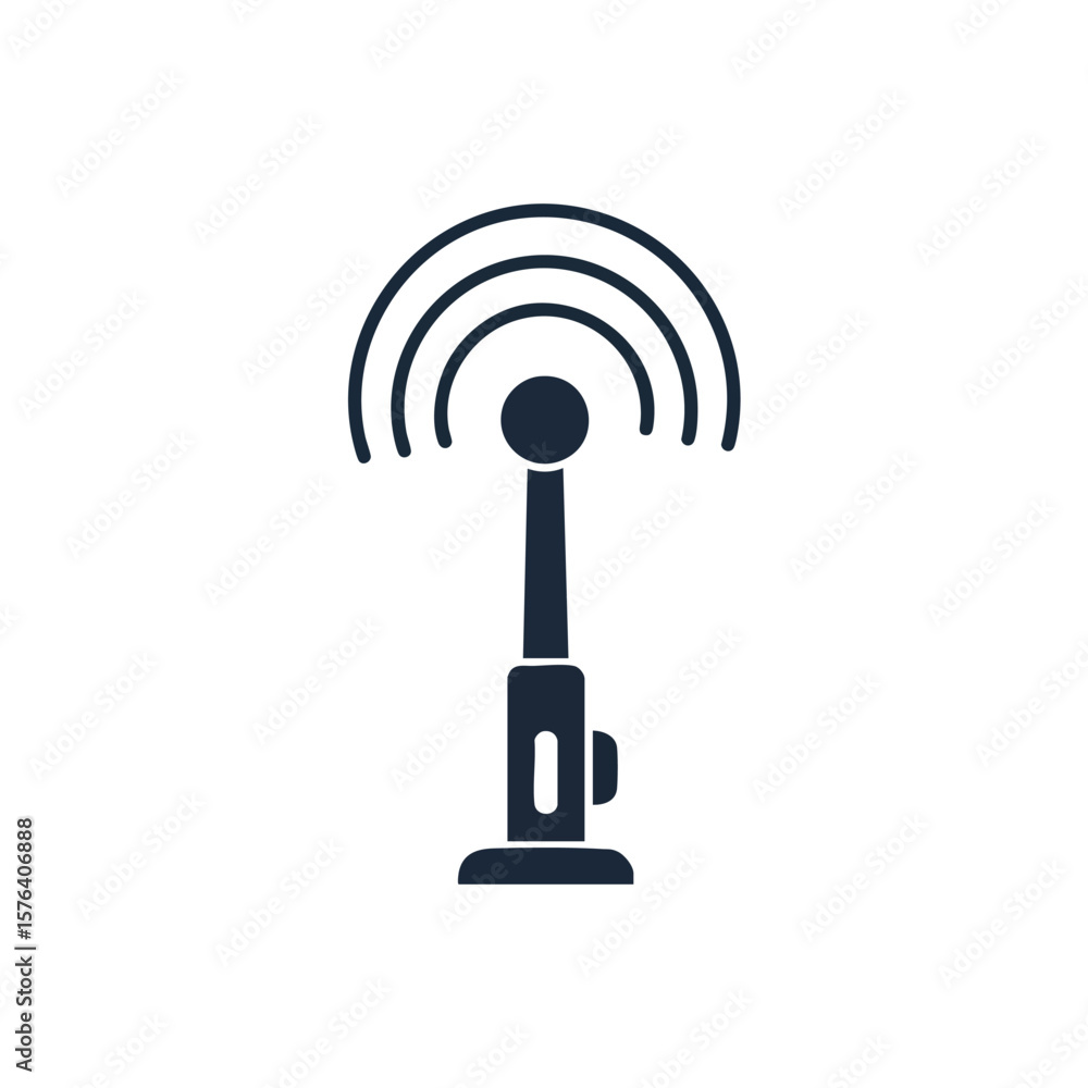 Poster wireless signal transmitter emblem. modern digital graphic illustrating network data flow and consta