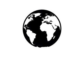Fototapeta premium A Striking Black and White Illustration of Planet Earth Globe Representing Global Connectivity and International Relations