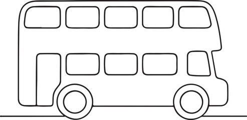 Two Floor Bus Line Drawing for City Public Transportation Illustration