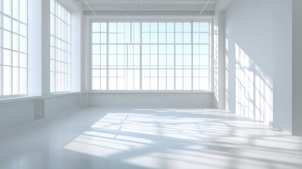 Fototapeta premium Bright Spacious Empty Room with Large and Natural Sunlight Flowing In