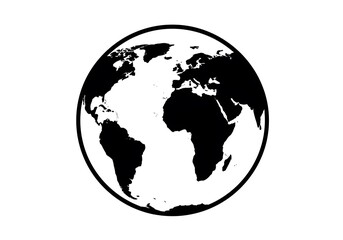 Fototapeta premium Simple Black and White Earth Globe Illustration A Graphic Representation of Planet Earth