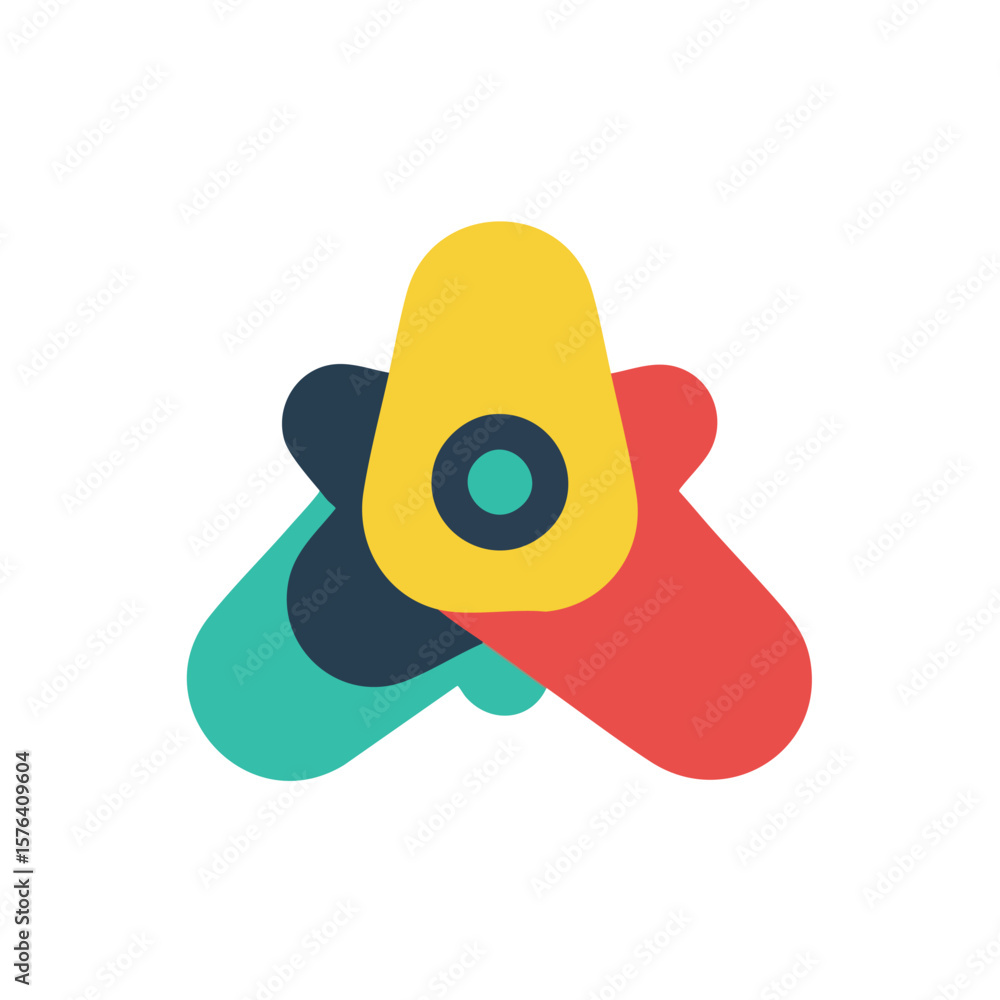 Poster abstract modern geometric forms. dynamic graphic design featuring rounded shapes in a vibrant palett