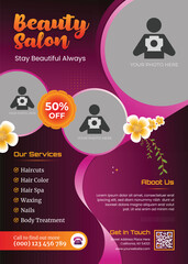 Modern beauty parlor salon flyer design template, business promotion a4 print ready poster