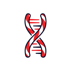 Whimsical DNA Strand Graphic. Playful genetic double helix icon with festive red and white stripes. Represents the fundamental building blocks of life in a sweet, engaging way.