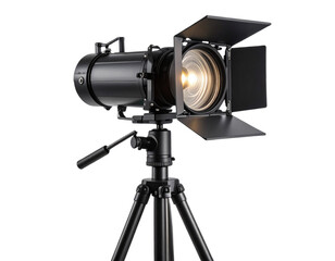 Studio Spotlight on Tripod Stand with Soft Diffused Glow, Side Angle.