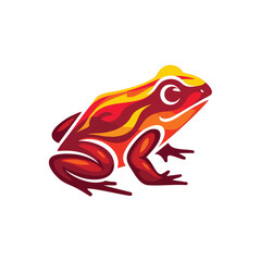 Vibrant Flame Frog Artwork. Dynamic amphibian graphic with a striking fiery color scheme. This unique creature symbolizes energy, transformation, and vivid nature.