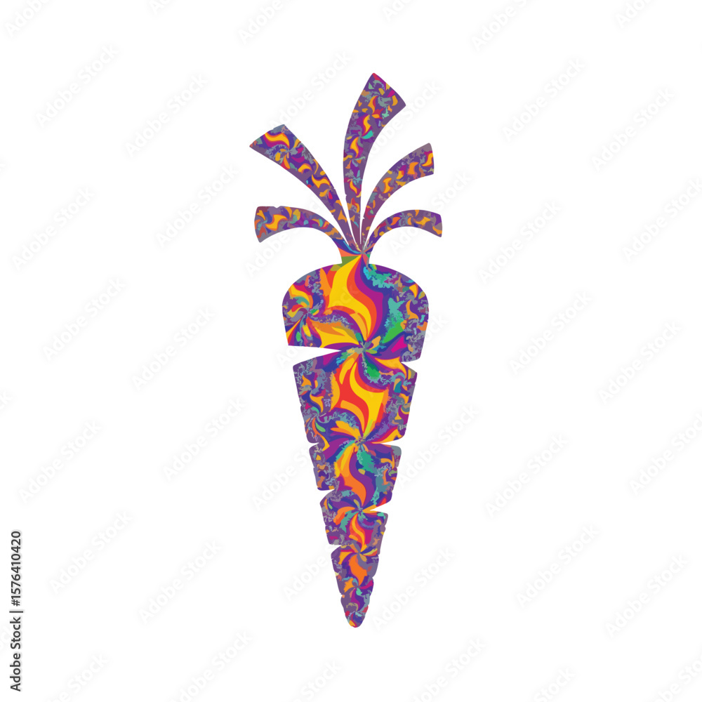 Aufkleber psychedelic fractal carrot. a vivid vegetable illustration featuring a dazzling array of swirling co