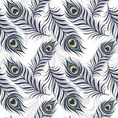 Seamless pattern of peacock feathers