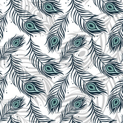 Abstract Peacock feather seamless pattern For prints, clothing, t shirt, surface design. Vintage style