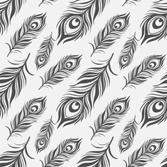 Abstract seamless pattern of stylized bird feathers.