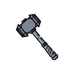 Stylized Mighty Hammer Illustration. This powerful cartoon tool features a robust design. Its iconic appearance symbolizes immense strength and creative potential, ideal for projects and designs.