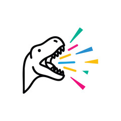Dinosaur Roar Icon Vibrant Voice. Dynamic dinosaur graphic depicting a loud, colorful expression. Ideal for themes of announcement, vocal strength, and engaging auditory content. © Lull