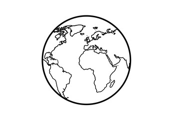 Obraz premium Simple Line Art World Map Illustration Global Earth Outline Graphic Design
