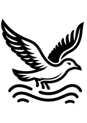 Obraz premium A seagull soars above the ocean waves, isolated on white background