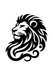 Fototapeta premium A black and white lion head is isolated on white background