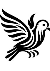 Obraz premium A peaceful dove flies, isolated on white background