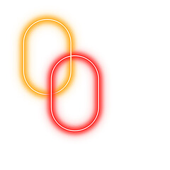 Glowing Interlocked Neon Chain Loops in Red and Yellow Light Art Style PNG