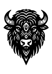 A strong buffalo head isolated on white background