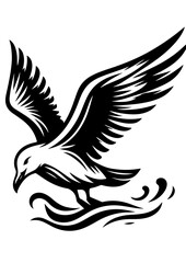 Obraz premium A seagull soars above the waves isolated on white background