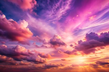 Fototapeta premium A vibrant sunset sky filled with colorful clouds and dramatic light