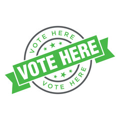 Vote Here Letter Rubber Stamp Template Design