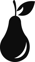 Black Pear Silhouette Icon, Minimalist Fruit Vector Clipart Design

