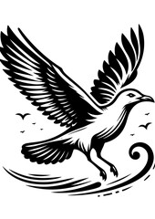 Obraz premium A seagull in flight is isolated on white background