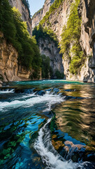 A majestically flowing Breitachklamm river