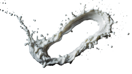 Dynamic Splash of White Liquid Forming an Infinity Symbol Against a Clean White Background, Representing Continuous Flow and Energy