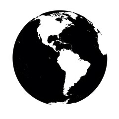 Black and White Globe Illustration: A Simple World Map Representation
