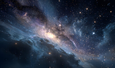 Fototapeta premium The night sky is filled with countless stars in dark deep space perfect for astronomy, astrology, and stargazing-themed designs and projects