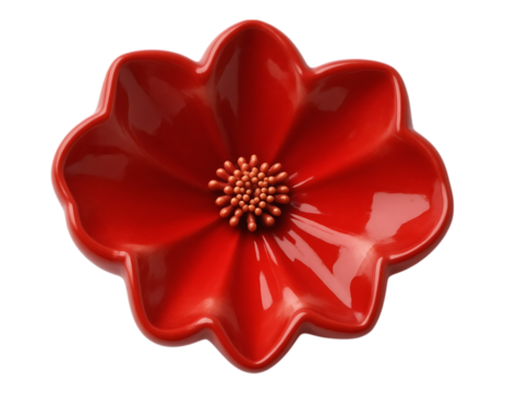 Glossy Red Flower with Detailed Center