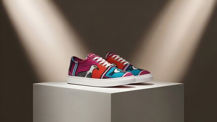 Fashion sneakers featuring vivid Andean condor motifs – Ideal for global fashion trends, artisan product promotions, or sneaker culture content