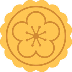 Chinese Style Mid-Autumn Festival Mooncake flat vector Illustration. 
Simple asian mooncake icon isolated.
Illustration of a Traditional Mooncake Dessert.
Decorative Mooncake with Flower Design.