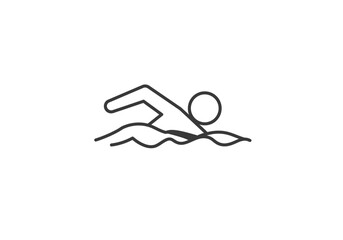 Simple Line Drawing of a Person Freestyle Swimming.