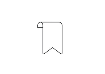 Simple Black Outline Bookmark Icon with Folded Top and V-Shaped Bottom.