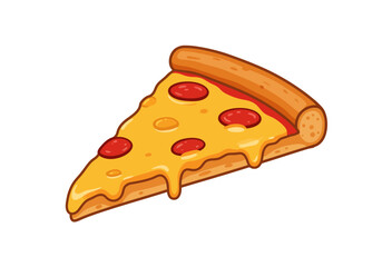 Delicious Cartoon Pizza Slice with Pepperoni and Melted Cheese.