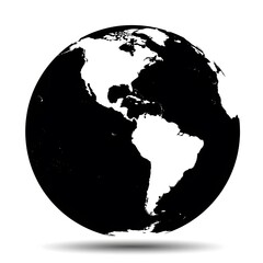 Black and White Globe Illustration: A Simple Depiction of Planet Earth