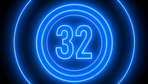 Neon blue circles, number 32