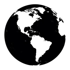 Black and White Globe Illustration: A Simple Depiction of Planet Earth