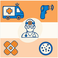 Emergency and Clinic Essentials - Flat Icons
